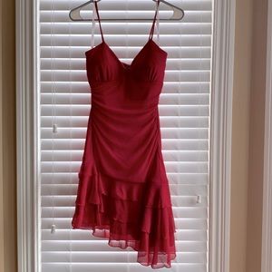 Asymmetrical Red Glitter Party Dress